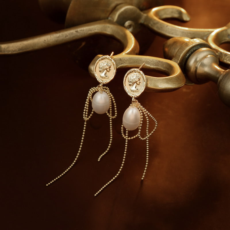 S4716E1 Pearl Long Earrings Stud Ear Accessories fine handmade gifts