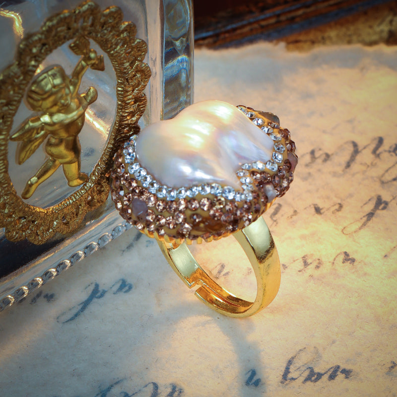 S1988R1 pearl Tourmaline adjustable one-size-fits-all engagement rings fine handmade gifts