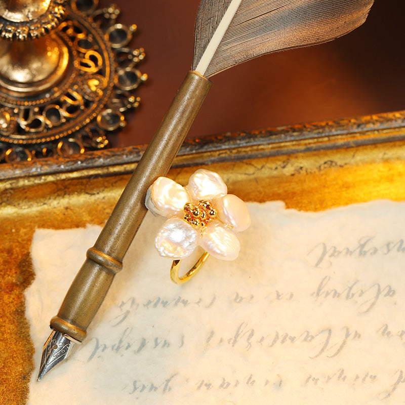 S2081R1 Pearl Flower adjustable one-size-fits-all Engagement Rings fine handmade gifts