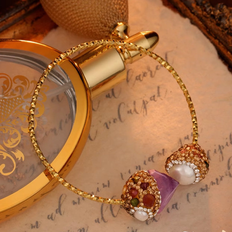 S2171C1 Pure Pure Amethyst Pearl Tourmaline Bracelet Bangle Hand Chain fine handmade gifts