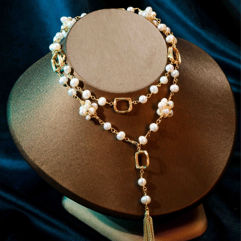 S2621N1 Pearl Sweater Chain Long Necklace Choker fine handmade gifts