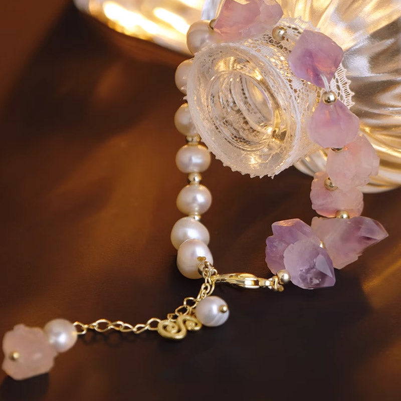 S1926C1 Pure Amethyst Pearl irregular Bracelet Bangle Hand Chain fine handmade gifts