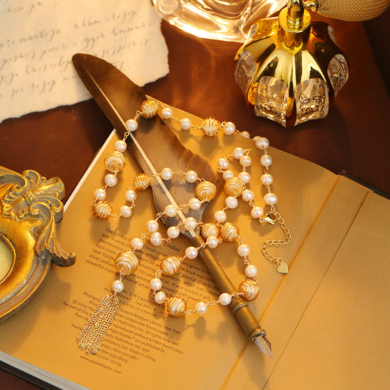 S2538N1 Pearl Sweater Chain Long Necklace fine handmade gifts