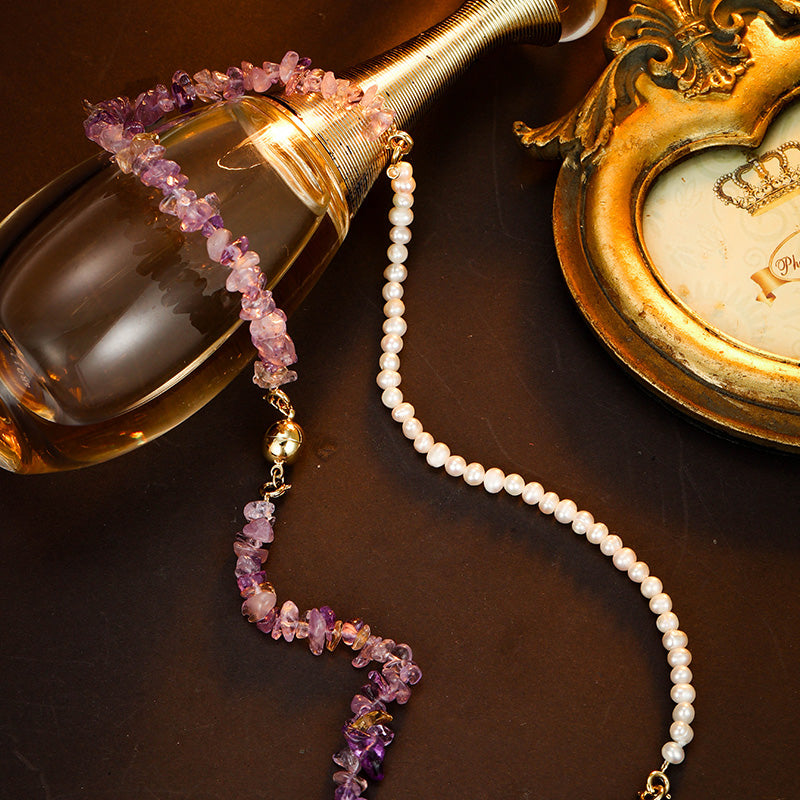 S2283C1 Pearl Amethyst Bracelet Bangle Hand Chain fine handmade gifts
