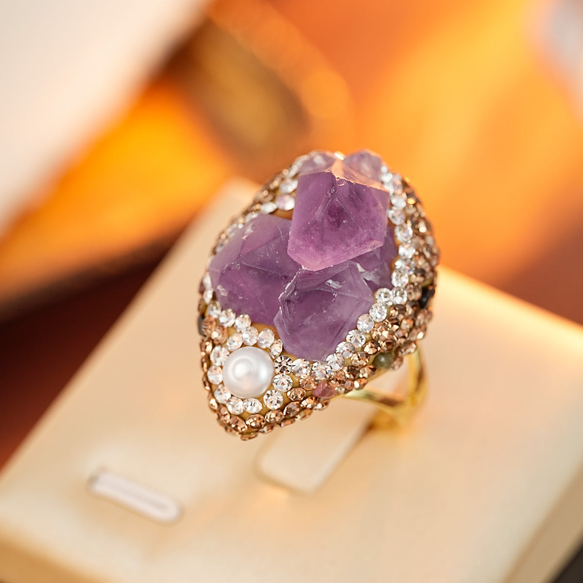 S2100R1 Amethyst Pearl Tourmaline adjustable one-size-fits-all Engagement Ring fine handmade gifts