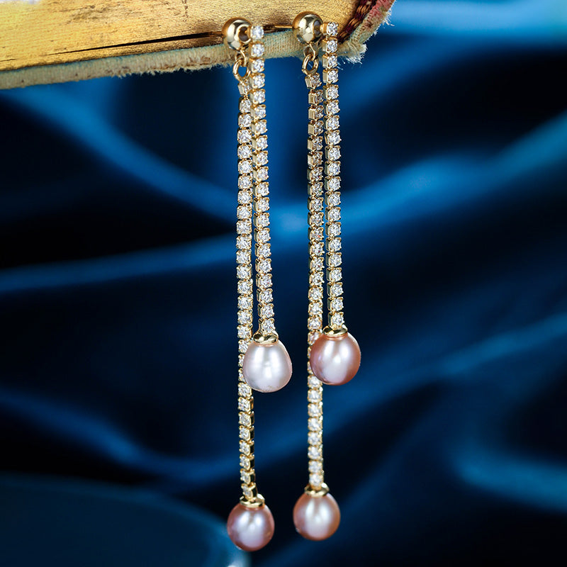 S4672E1 Pearl Long Earrings Stud Ear Accessories fine handmade gifts