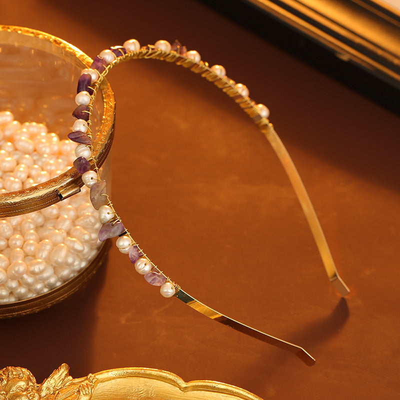 S2675H1 Pure Amethyst Pearl Anti-Slip Hair accessories Hairband Hair Hoop fine handmade gifts