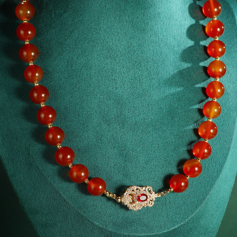 S2653N1 Pure Red Agate Long Necklace Sweater chain Choker fine handmade gifts