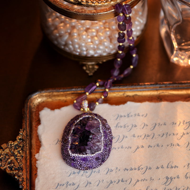 S2487N1 Amethyst Long Necklace Sweater chain fine handmade gifts
