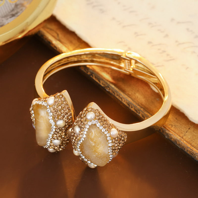 S2207C1 Pure Citrine Pearl Bracelet Bangle Hand Chain fine handmade gifts
