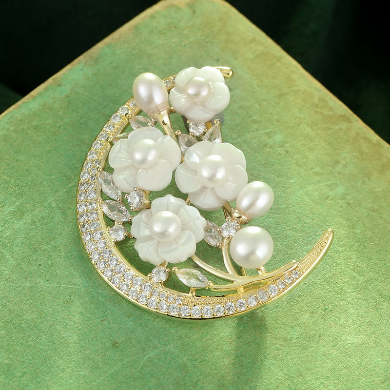 S2243B1 Pearl Flower Brooch Scarf Buckle fine handmade gifts
