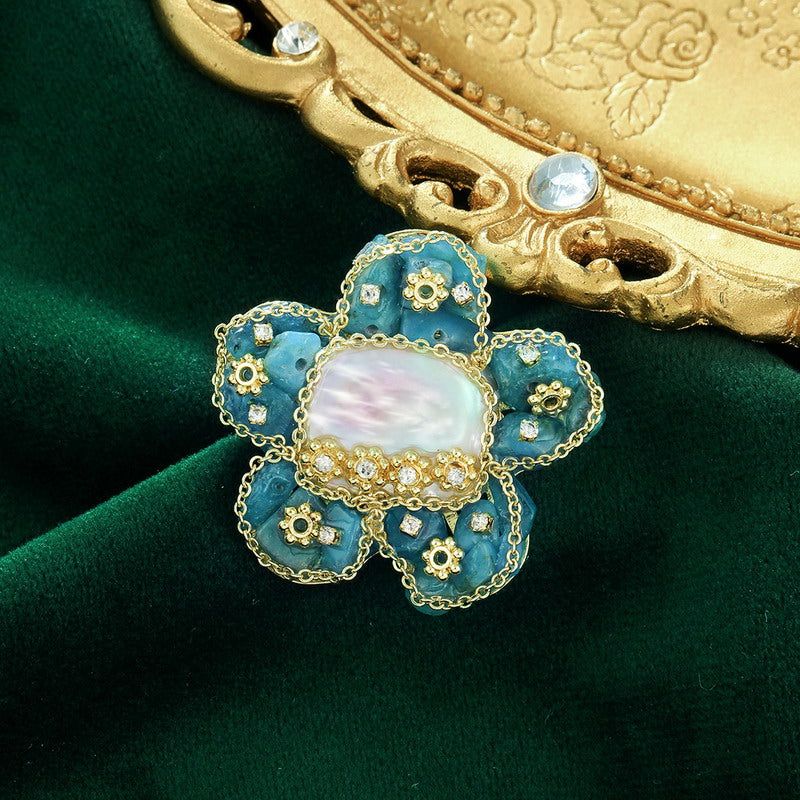 S2230B1 Pearl flower Brooch Scarf Buckle fine handmade gifts