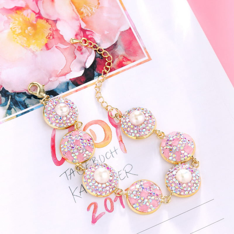 S2215C1 pearl Rose Quartz bracelet Bangle Hand Chain fine handmade gifts