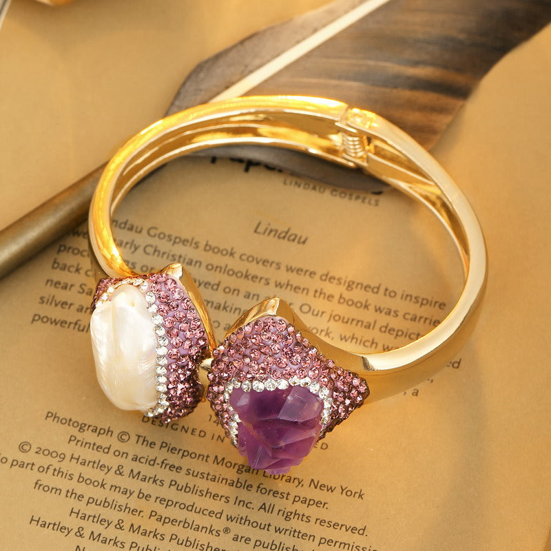 S2216C1 Pure Amethyst pearl bracelet Bangle Hand Chain fine handmade gifts