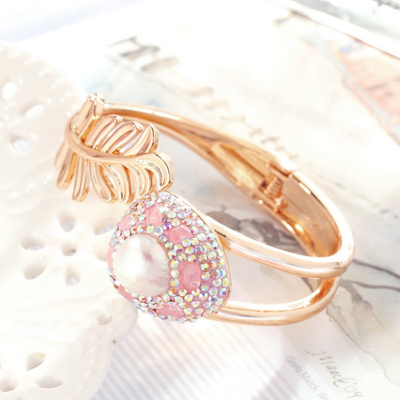 S2222C1 pearl Pure Rose Quartz bracelet Bangle Hand Chain fine handmade gifts