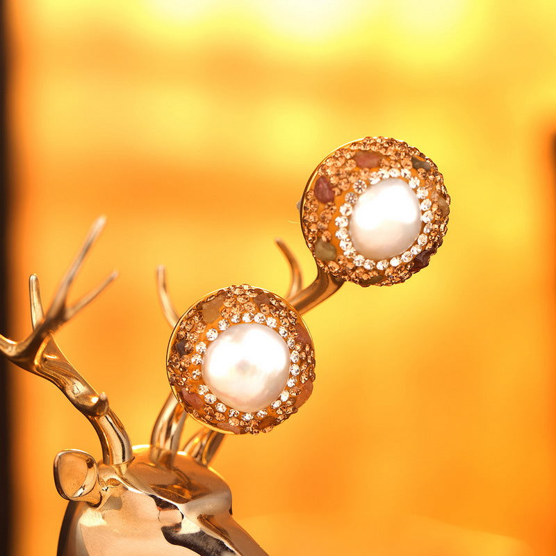 S4697E1 Pearl Tourmaline Earrings Stud Ear Accessories fine handmade gifts