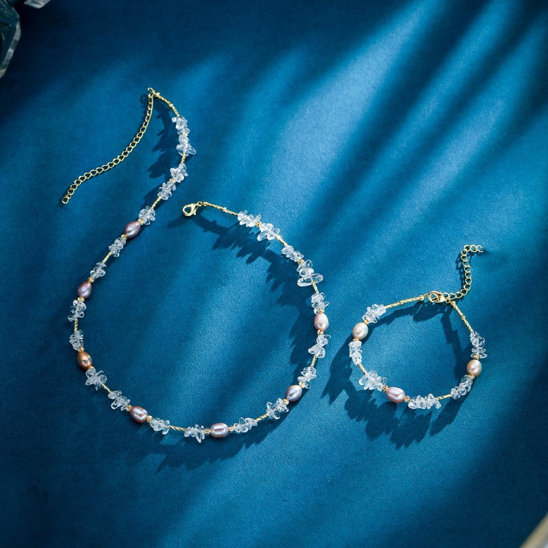 S2773N1 Pearl Pure White Quartz Necklace Choker Sweater Chain Long necklace fine handmade gifts