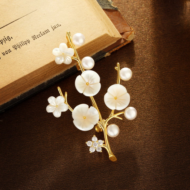 S2049B1 Pearl Flower Brooch Scarf Buckle fine handmade gifts