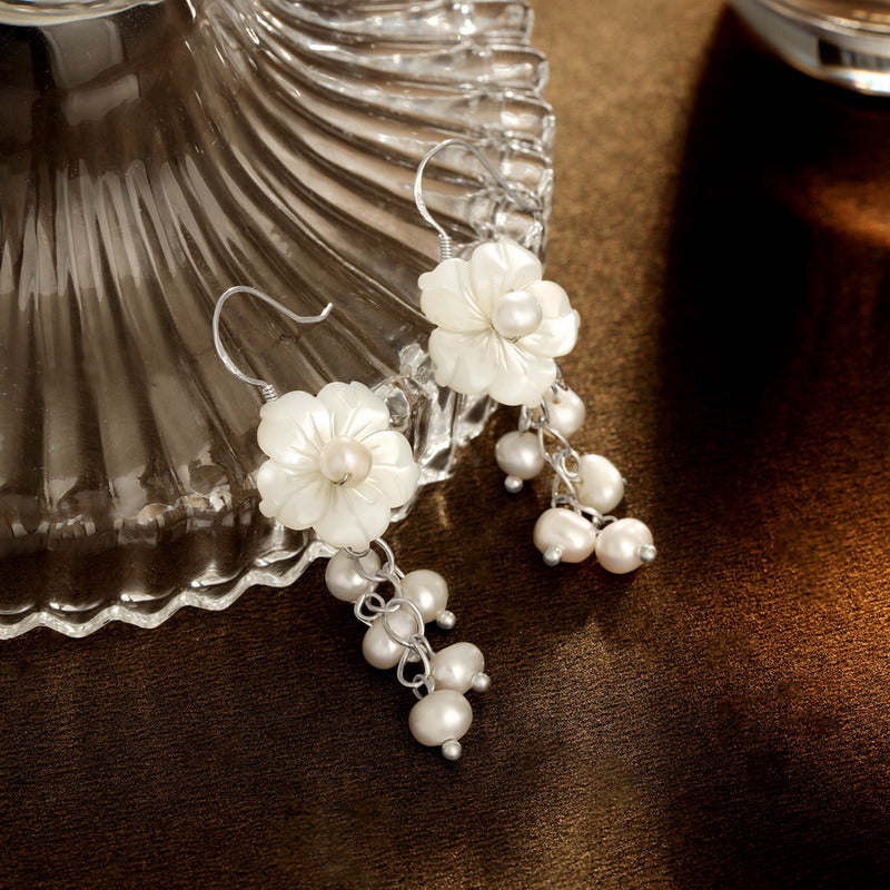S4278E1 Pearl Flower Earrings Stud Ear Accessories fine handmade gifts