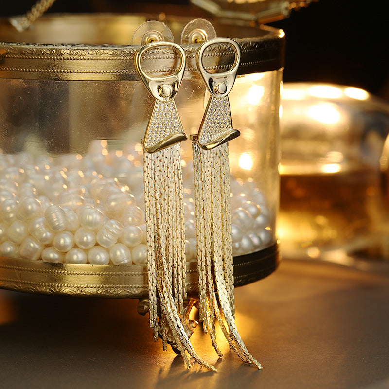 S4889E1 Earring Long Stud Ear Accessories with tassels fine handmade gifts