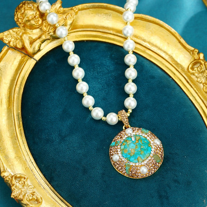S2858N1 Magnesite pearl Sweater Chain Long Necklace Choker fine handmade gifts