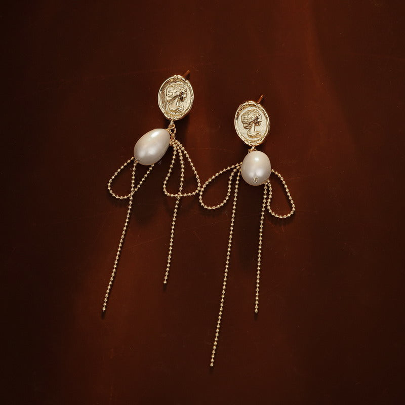 S4716E1 Pearl Long Earrings Stud Ear Accessories fine handmade gifts