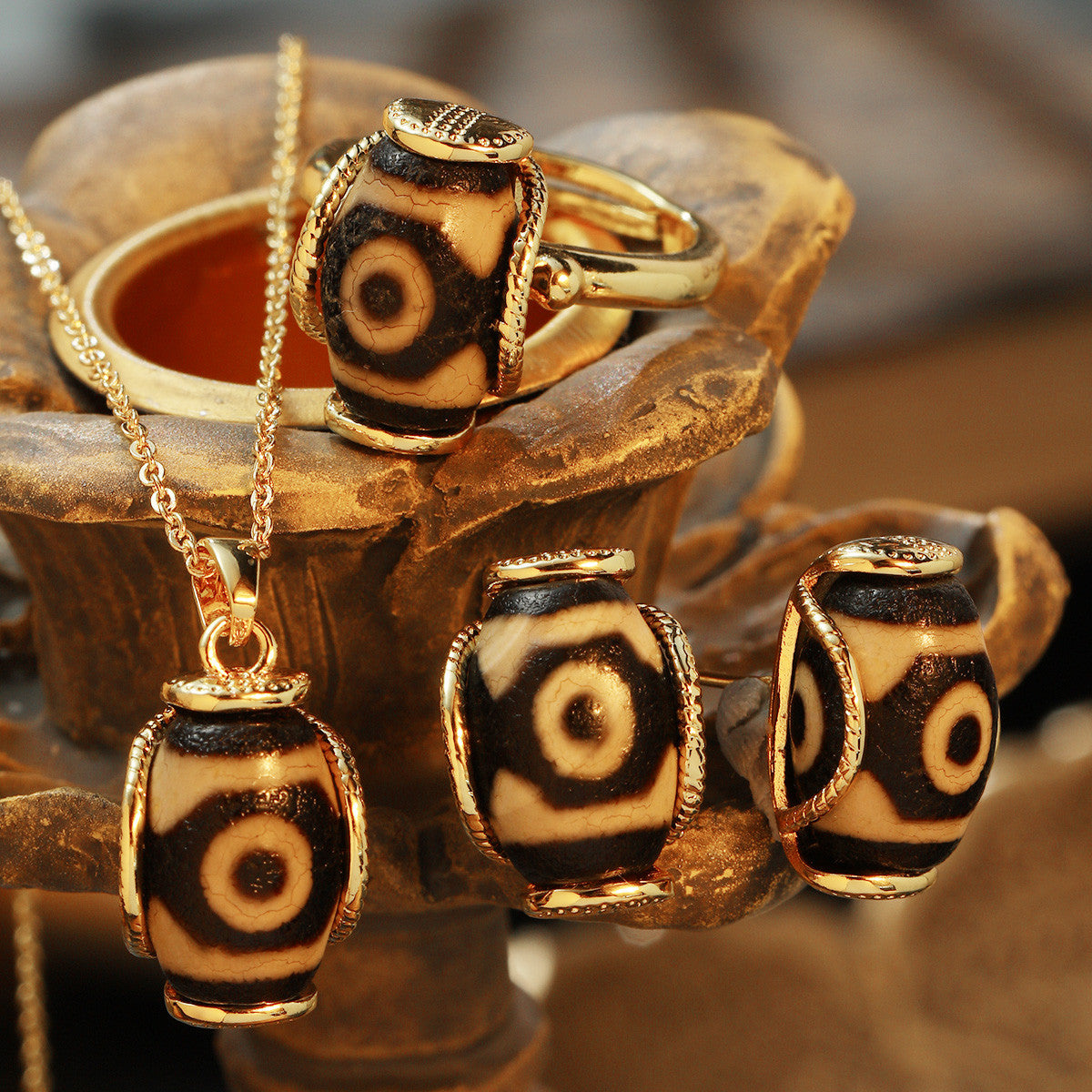 S1930S1 Pure Agate necklace earrings rings set fine handmade gifts