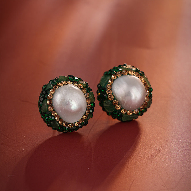S4835E1 Pearl Pure Quartzite Stud Ear Accessories Earrings fine handmade gifts