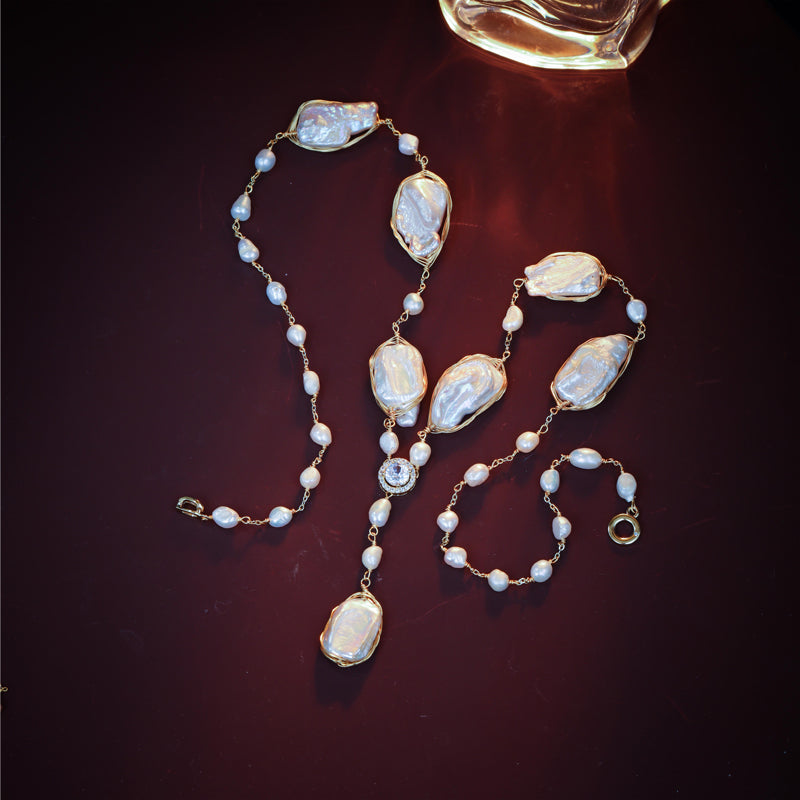 S2612N1 Pearl Sweater Chain Long Necklace Choker fine handmade gifts