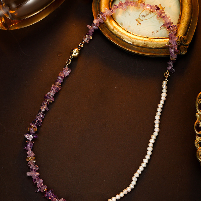 S2283C1 Pearl Amethyst Bracelet Bangle Hand Chain fine handmade gifts