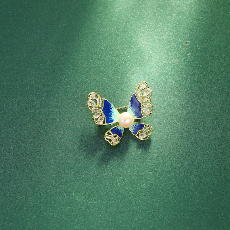 S2341B1 Pearl butterfly Brooch Scarf Buckle fine handmade gifts