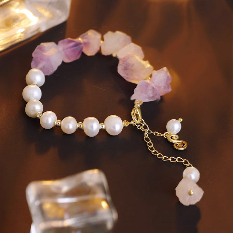 S1926C1 Pure Amethyst Pearl irregular Bracelet Bangle Hand Chain fine handmade gifts