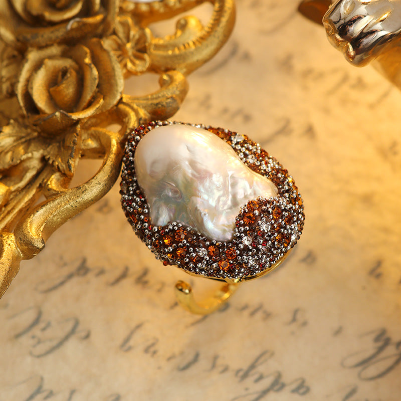 S2090R1 Pearl adjustable one-size-fits-all Engagement Rings fine handmade gifts