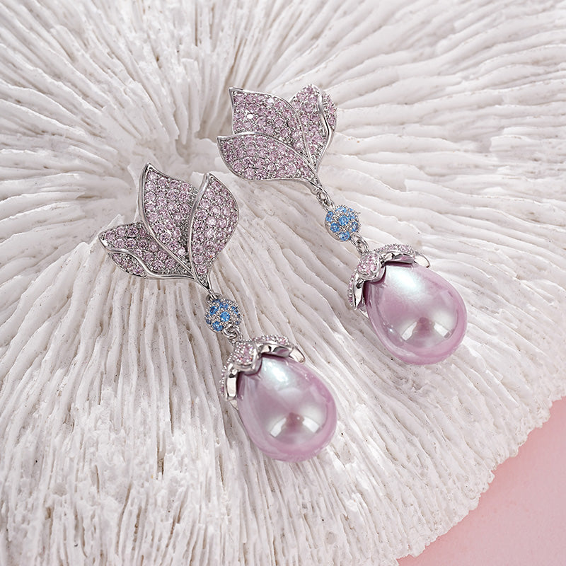 S5057E1 Iridescent Flower Shadow Earrings