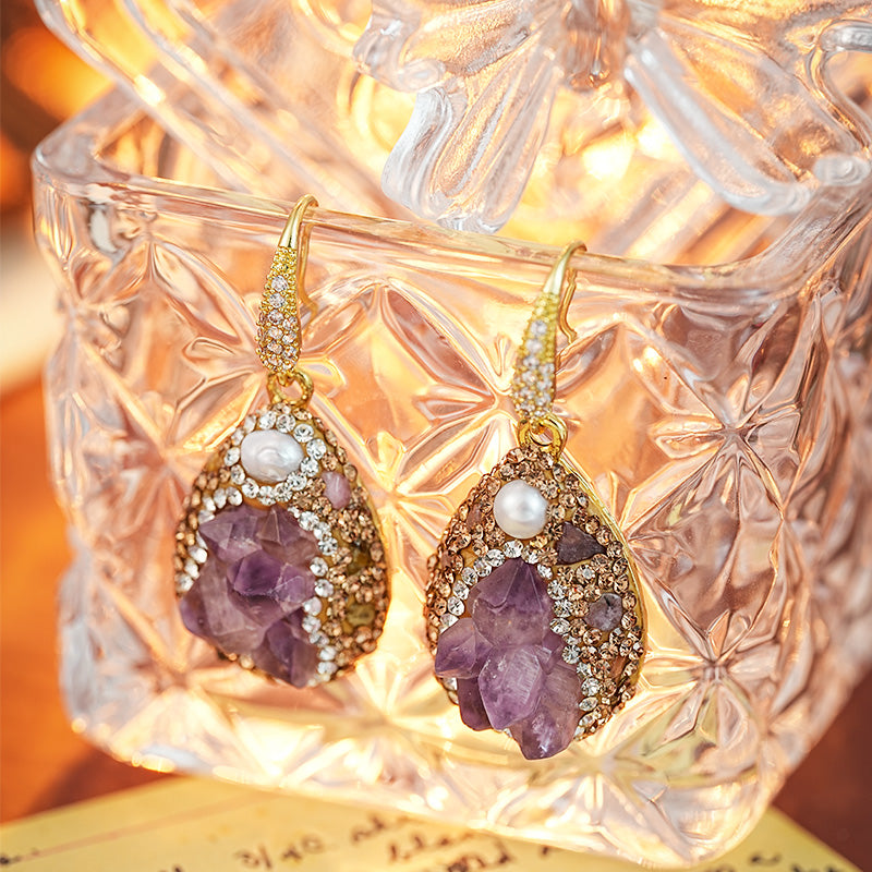 S4842E1 Pure Amethyst Pearl Stud Earrings Ear Accessories fine handmade gifts