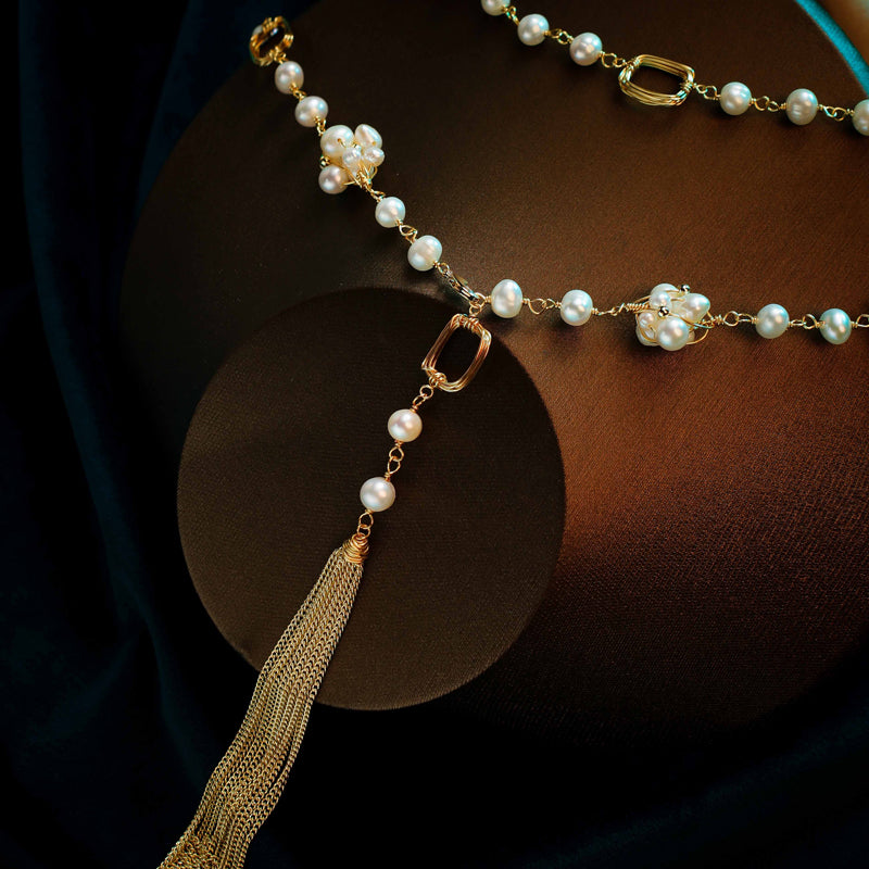 S2621N1 Pearl Sweater Chain Long Necklace Choker fine handmade gifts