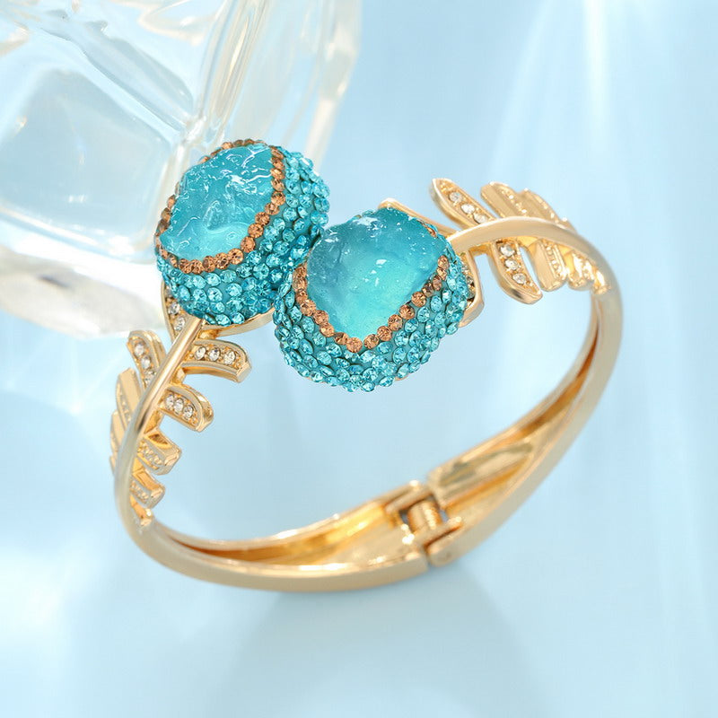 S2141C1 Pure Aquamarine Bracelet Bangle fine handmade gifts