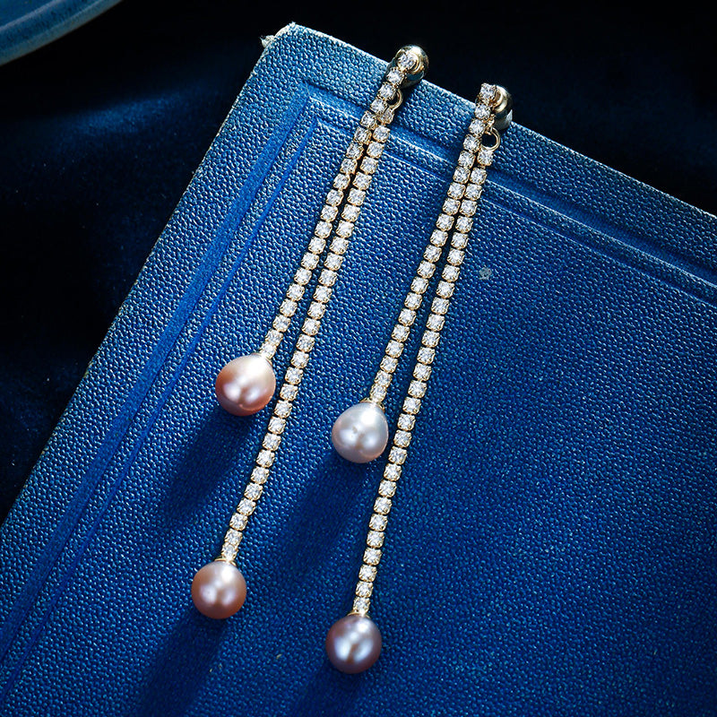 S4672E1 Pearl Long Earrings Stud Ear Accessories fine handmade gifts