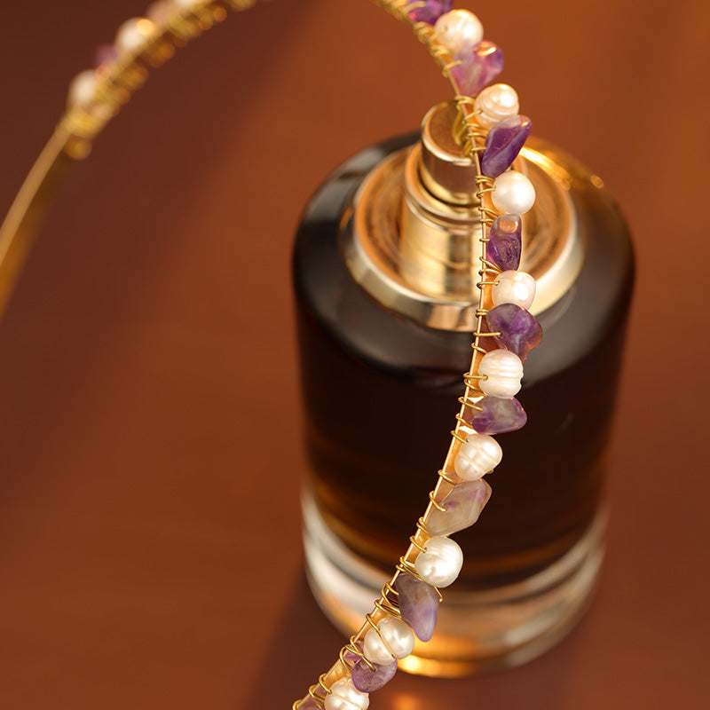 S2675H1 Pure Amethyst Pearl Anti-Slip Hair accessories Hairband Hair Hoop fine handmade gifts