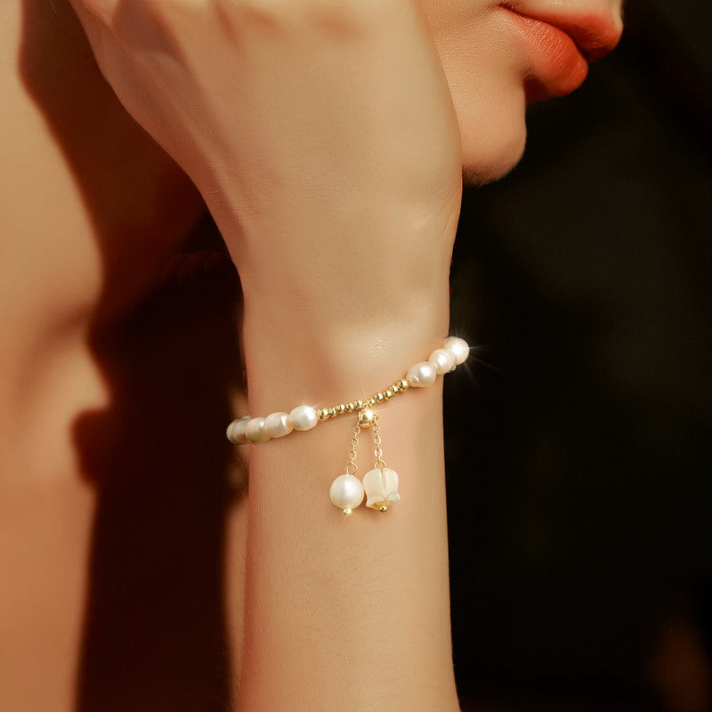 S1939C1 Pearl Flower Bracelet Bangle Hand Chain fine handmade gifts
