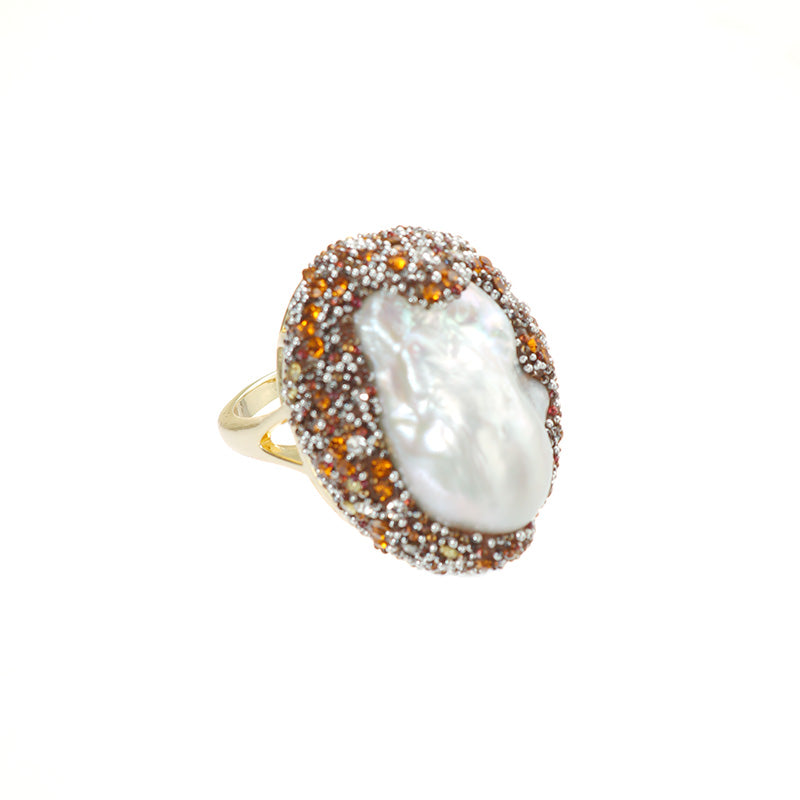 S2090R1 Pearl adjustable one-size-fits-all Engagement Rings fine handmade gifts