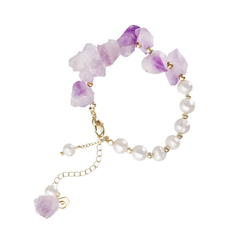 S1926C1 Pure Amethyst Pearl irregular Bracelet Bangle Hand Chain fine handmade gifts