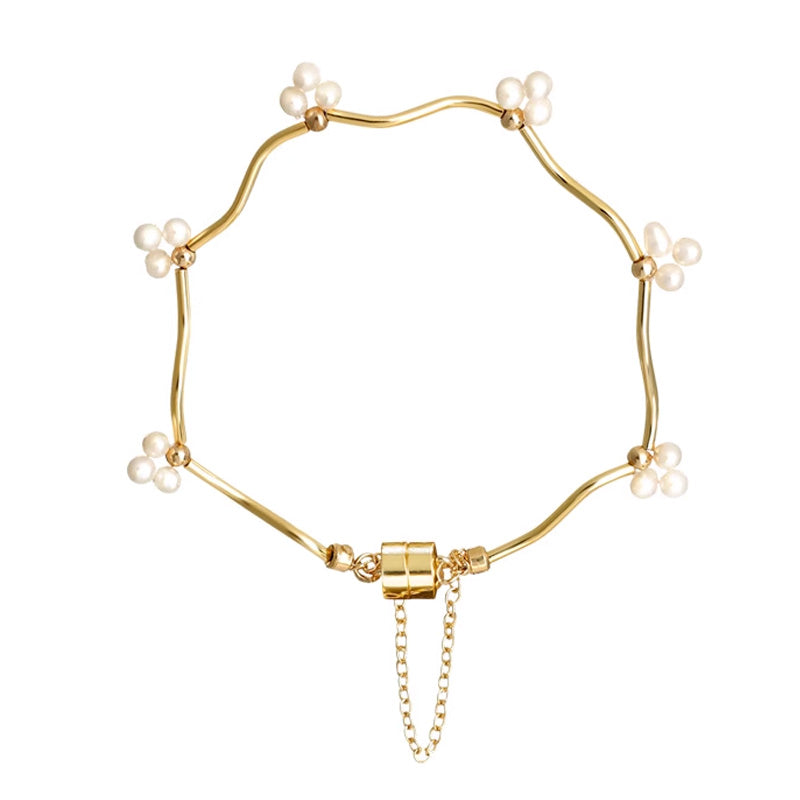 S2031C1 Pearl flower Bracelet Bangle Hand Chain fine handmade gifts