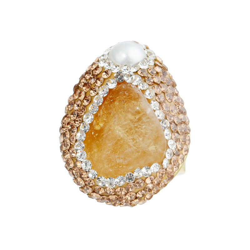 S2054R1 Citrine Pearl adjustable one-size-fits-all Engagement Ring fine handmade gifts
