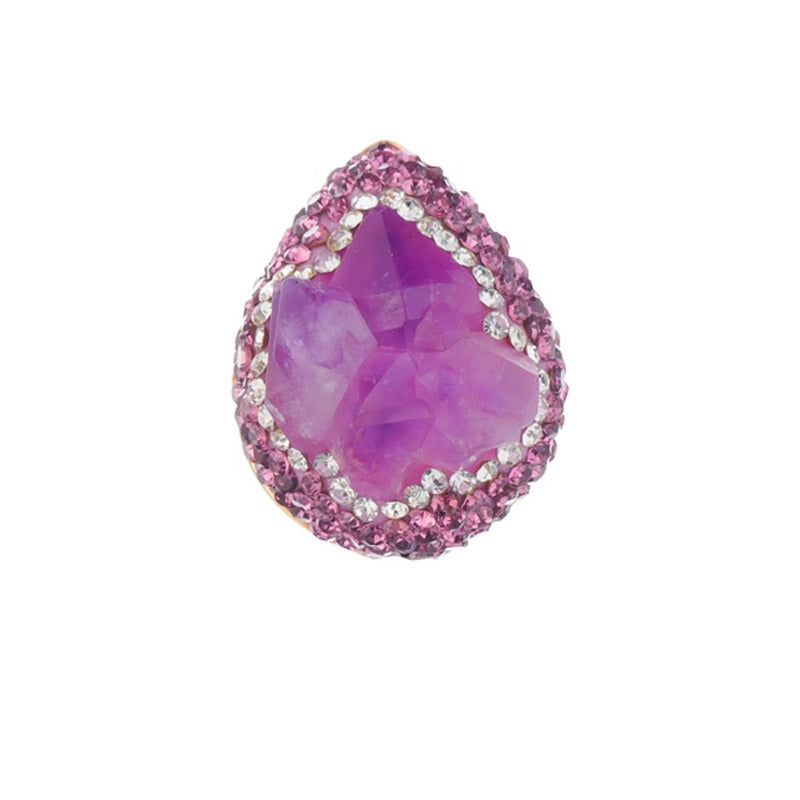 S2058R1 Pure Amethyst adjustable one-size-fits-all irregular Engagement Rings fine handmade gifts