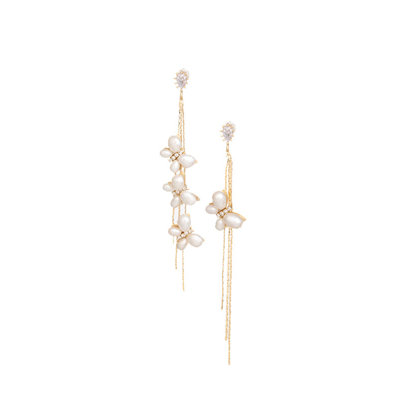 S4635E1 Pearl Long irregular Earrings Stud Ear Accessories fine handmade gifts