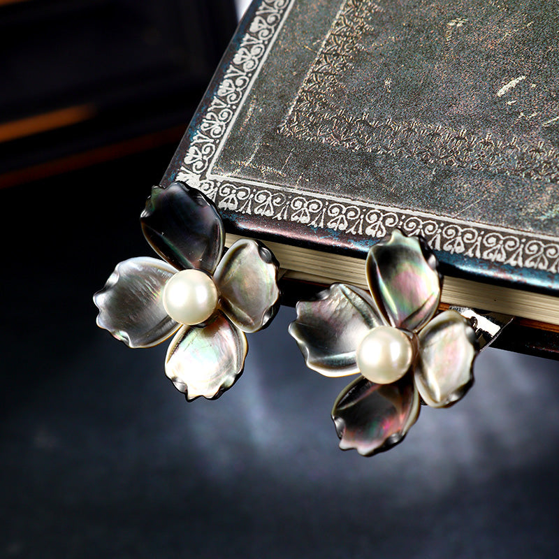 S4495E1 Pearl Flower Earrings Stud Ear Accessories fine handmade gifts