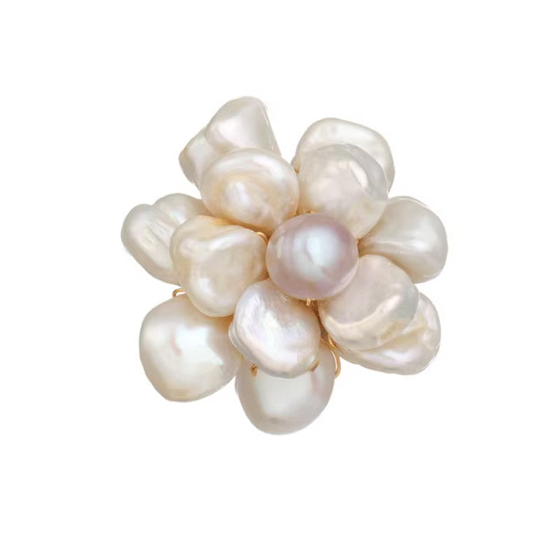 S2037R1 Pearl flower adjustable one-size-fits-all Engagement Rings fine handmade gifts