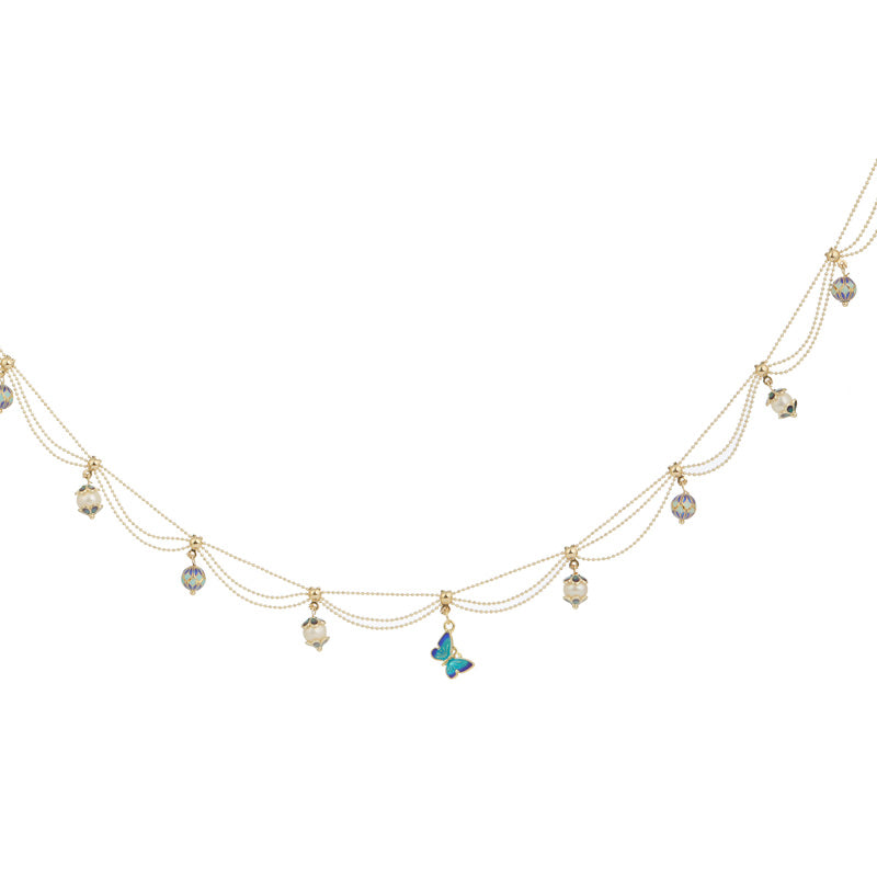 S2554N1 Pearl butterfly Necklace Choker necklace fine handmade gifts