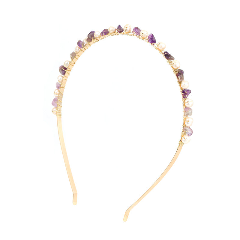 S2675H1 Pure Amethyst Pearl Anti-Slip Hair accessories Hairband Hair Hoop fine handmade gifts